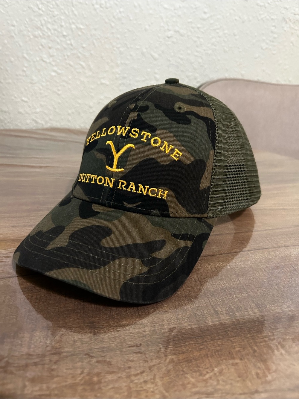 Yellowstone Dutton Ranch Camouflage Trucker Hat - Olive/Black
